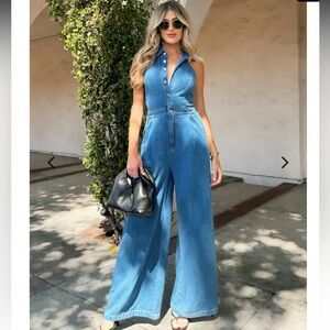 Denim Halter Jumpsuit